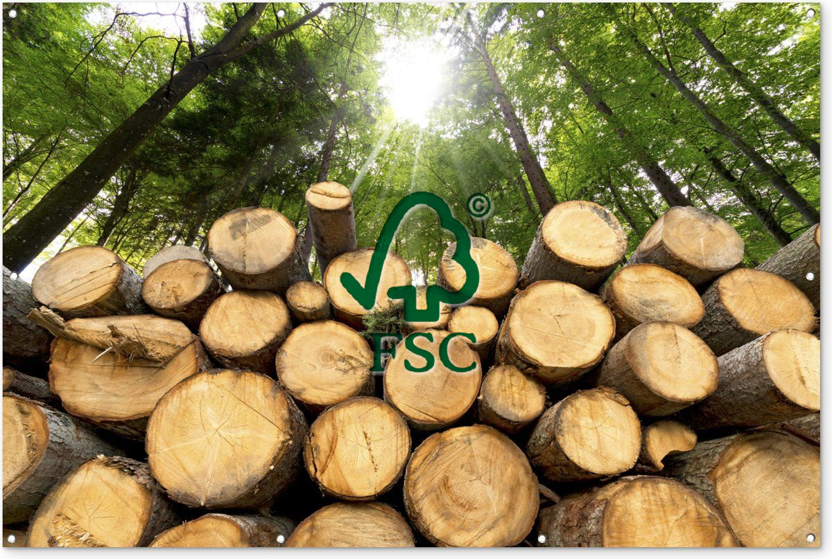 Muurdecoratie Bomen - Hout - Bos - 180x120 cm - Tuinposter - Tuindoek - Buitenposter.jpg